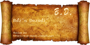 Bús Dezső névjegykártya